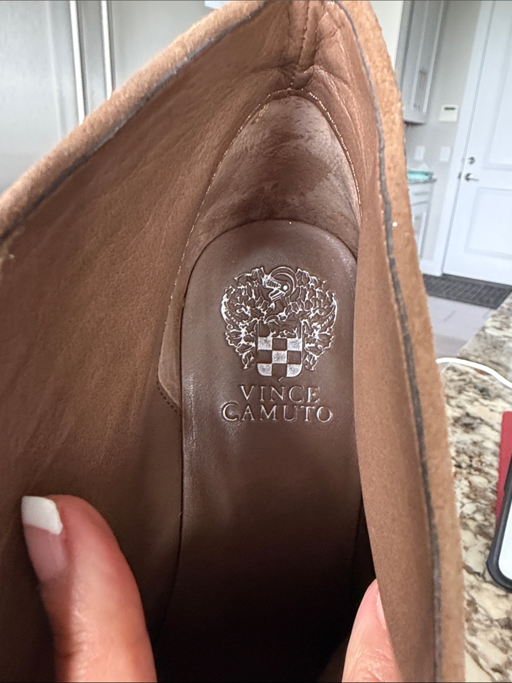 Vince Camuto Tan Suede Pointed-Toe Ankle Booties - Picture 4 of 4